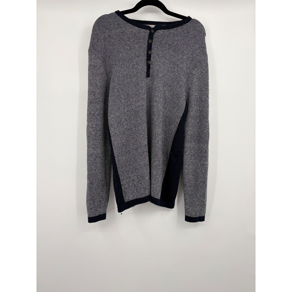 Hawker & Rye Mens Cotton Cashmere Herringbone Henley Sweater Size M
